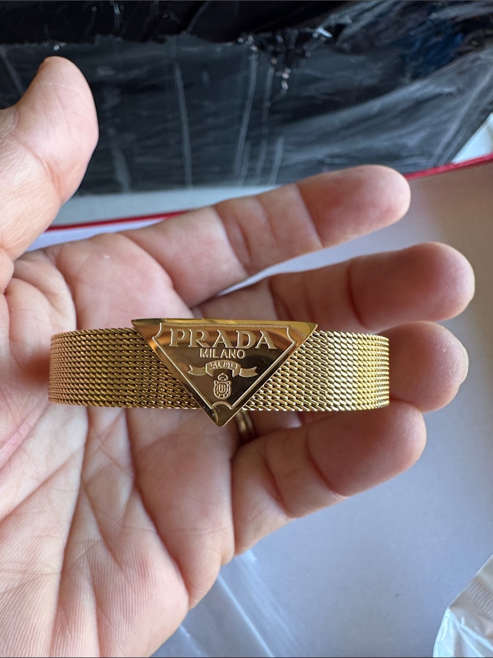Gold-Tone Mesh Logo Bracelet